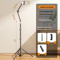 Floor-mounted Phone Tripod Bracket for Overhead Live Streaming & Photography white