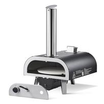 Outdoor Pizza Oven, 12 in Wood Fired Pizza Ovens, Pellet Pizza-Stove with Thermometer & Electric Rotation, Portable Pizza-Maker for Outside Backyard