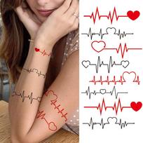 Begalybės simbolio tatuiruotės lipdukai moterims moteriškos eilės drugelio EKG kryžminės begalinės laikinos tatuiruotės vandeniui atsparios netikros tatuiruotės beige