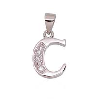Sidabrinis raidės pakabukas su cirkoniais „C“
