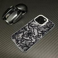 Black Lace Phone Case For Samsung Galaxy S25 FE S24 Ultra S23 Plus S22 S21 A17 A16 A15 A14 A26 A25 A24 A36 A35 A55 A54 A56 Cover Galaxy A36 5G balta