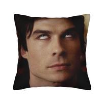 Damon Salvatore The Vampire Diaries Pillowcase Printing Polyester Cushion Cover Decorations Ian Somerhalder Pillow Case Cover 30x30cm 12x12in black