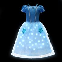 Vaikams LED Šviečianti suknelė Mergaitėms Vaikams Violetinė Žalia Cosplay Kostiumas Karnavalo Gimtadienio Šventės Drabužiai Helovino Kostiumas Išleistuvių Suknelė 110 (3-4T) blue