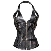 Steampunk Gothic Kaklą Surišamas Teismo Biustas Liemenį Formuojantis Korsetas Viršus XXXXL juoda