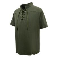 Vintage Medieval Lace Up Short Sleeve Renaissance Pirate Shirt For Women XL žalia