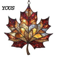 Acrylic Home Decor Sun Catcher Autumn Maple Leaf Shape Hanging Decoration Decorative Piece Window Trap Holidays Birthdays Ornament raudona