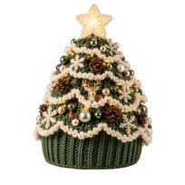 Light-Up Christmas Tree Crochet Hat Set for Holiday Parties One Size