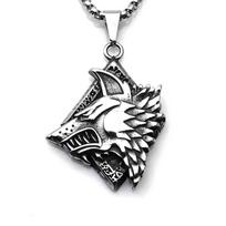 European Retro Men's Spartan Mask Stainless Steel Pendant Necklace gray