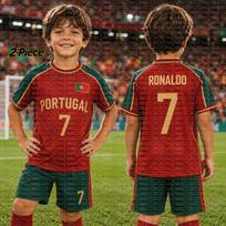 2026 Berniukų Ronaldo #7 Futbolo Marškinėlių Šortų Rinkinys Moterims Vyrams PORTUGALIJA Futbolo Gerbėjų Marškinėlių Šortų Rinkinys Vaikams Sportinis Kostiumas 2 Dalių Rinkinys 110