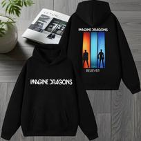 Imagine Dragons World Tour 2025 New Double Sided Graphic streetwear Men women hip hop punk Hoodie Unisex Fleece Casual pullovers M gray