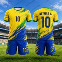 2 dalių komplektai Vaikams Sportinis kostiumas Neymar #10 spaudinys Marškinėliai+Šortų rinkinys Sportinis Futbolo marškinėlių kostiumas Laisvalaikio Vaikams/Suaugusiems drabužiai 130