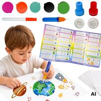 WOOPIE Magic Brush kūrybinis piešimo antspaudų rinkinys vaikams 3+