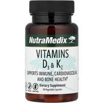 NutraMedix, Vitaminai D3 ir K2, 90 daržovių kapsulių