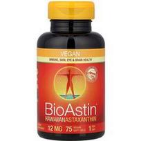 Nutrex Hawaii, BioAstin®, Havajų astaksantinas®, 12 mg, 75 veganiškos minkštos kapsulės