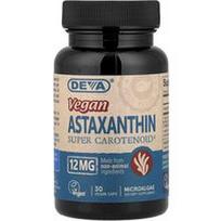 Deva, Veganiškas astaksantinas, superkarotenoidas, 12 mg, 30 veganiškų kapsulių