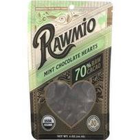 Rawmio, Mėtų skonio šokolado širdelės, 70 % nerafinuotos kakavos, 56,7 g