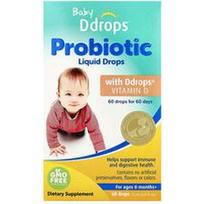 Ddrops, Kūdikiams, probiotikų skysti lašai, naujagimiams+, 60 lašų, 0,07 fl oz (2,2 ml)
