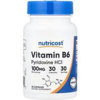 Nutricost, Vitaminas B6, 100 mg, 30 kapsulių