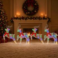 Kalėdų elnias 4 vnt. 80 LED Įvairių spalvų 43 x 19 x 65 cm