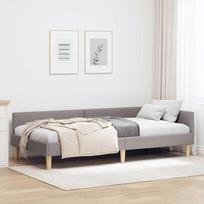Kampinė lovos konstrukcija Taupe 90 x 200 cm audinys