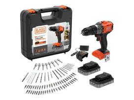 BLACK & DECKER | 18V Impact Drill (with 2 x 18V 2.0Ah batteries with charge status indicator, 1A charger and 80 accessories) | B
