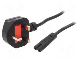 Cable | H03VV-F | 2x0.75mm2 | BS 1363 (G) plug,IEC C7 female | PVC