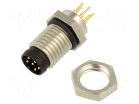 Connector: M8 | plug | PIN: 6 | male | industrial | 30V | straight | THT