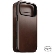 Nomad Modernus odinis folio dėklas, sendintos rudos spalvos (Horween) - iPhone 18 Pro Max/17 Pro Max