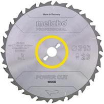 Metabo diskinio pjūklo ašmenys 628015000, 315 mm, 30 mm, 20 dantų, plokščiasis dantis, 22° kampas, grubus ir vidutinis pjūvis