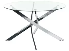 Valgomojo stalas MARAMO, sidabrinis, 120 × 120 cm, grūdintas stiklas