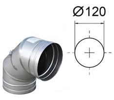 Išleidimo anga 90° su valymo liuku. D-120 mm.