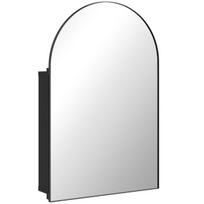 Vonios kambario veidrodinė spintelė, sieninė, metalinė, 50 × 12 × 76 cm, juoda