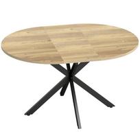 Ištraukiamas apvalus valgomojo stalas 100-135x100x75 cm natūralaus medžio/juodas