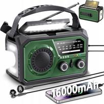 Nešiojama saulės radija su rankena, žibintuvėliu ir 2000mAh baterija, IPX3