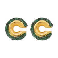 Luxury Colorful Crystal C Shape Ear Cuffs Cartilage for Women Girls Exquisite Rhinestone Chunky No Piercing Ear Bones Clips beige