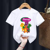 2026 Nauji Dinozaurai Barney Draugai Berniukų Ir Mergaičių Marškinėliai Animacinis Filmukas Vaikų Marškinėliai Madingi Mieli Vaikų Drabužiai 120 white