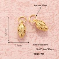 S925 Silver Tulip, Lily, and Lotus Seed Pod Dangle Pendant for DIY Bracelets & Necklaces beige