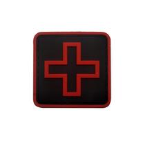 3D PVC First Aid Cross Velcro Patch - Red/White/Black for Outdoor Gear black