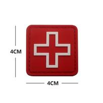 3D PVC First Aid Cross Velcro Patch - Red/White/Black for Outdoor Gear red