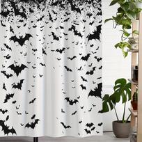Spooky Halloween Bat Print Shower Curtain - Waterproof Polyester With 12 Hooks, Machine Washable, Ideal For Bathroom And Windows W60H190(CM)-1 Pcs white
