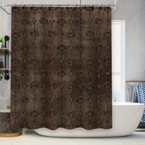 Prabangus vintažinio rašto vandeniui atsparus dušo užuolaida, elegantiškos tamsiai rudos spalvos, vonios kambario dekoravimui (180X240Cm) W120H180(CM)-1 Pcs