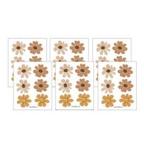 6Pcs Daisy Wall Stickers, Self-Adhesive Vinyl Wall Decals, Waterproof And Removable Boho Floral Stickers for Bedroom Living Room Kids Room Decor A beige