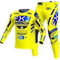NAUJAS 2026 FXJ enduro motocross marškinėlių ir kelnių mx įrangos komplektas motociklininko drabužiai mtb carracing kostiumas Off Road įranga L - 34 geltona