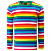 Fashion Contrast Stripe Men Long Sleeve T-shirt Casual Fashion O-Neck Oversized T Shirts Tops polyester Clothing 3XL multi