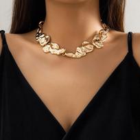 IngeSight.Z Creative Irregular Metal Patchwork Choker Necklace for Women Vintage Punk Gold Color Collar Necklace Party Jewelry beige