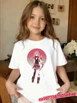 Gift Option Demon Slayer Children Tee, Tanjiro Nezuko Inosuke Anime Print Oversized Cotton Short Sleeve Daily Boys Girl Wear 110 white