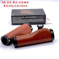 ODI Genuine Leather Bicycle Handlebar Grips Hand-Stitched Retro Style With Reflective Strip Mountain Road Bike Genuine Leather Brown Pair with Embossed Logo gray