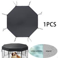 Dog Playpen Cover Waterproof Sun Rain Foldable Universal Diameter 68.5 inch Pen Tops gray