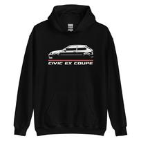 Premium Hoodie For Civic EX Coupe 1998 Car Owners Birthday Gift S white