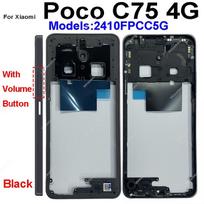 For Xiaomi Poco C75 C85 4G 5G Middle Frame Housing With Volume Buttons Parts Bezel Plate Housing Replacement Spare Parts C75 4G-Black gray